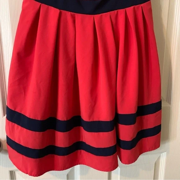 B Darlin Pink and Navy Blue Pleated Sleeveless Mini Dress, size 7/8 - Picture 5 of 8